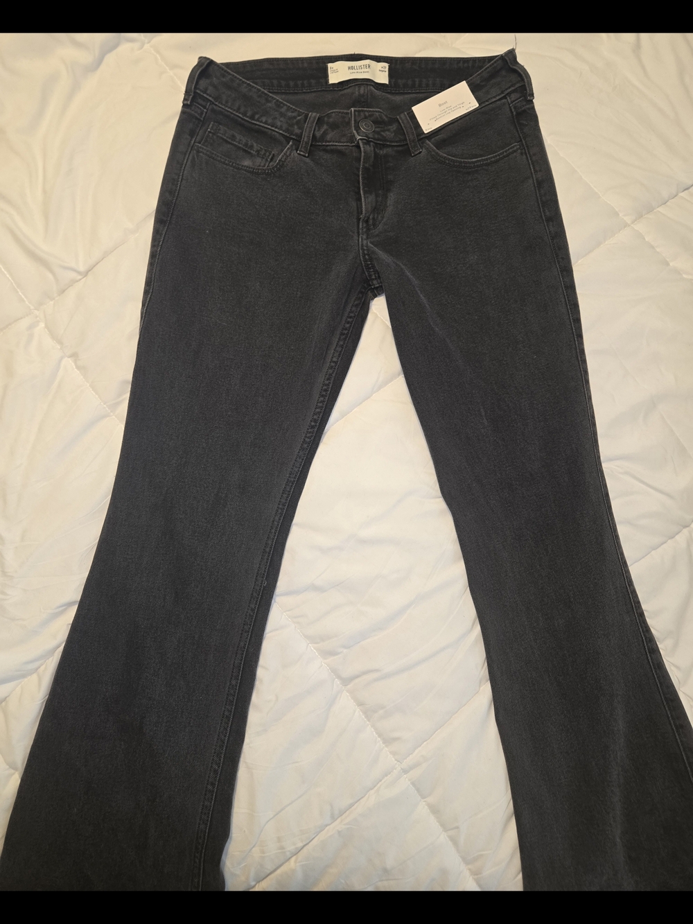 Hollister Women's Dark Black Low-Rise Bootcut/Flare Jeans